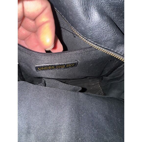 Rhinestone strap rivet studded black vegan leather backpack - Picture 5 of 11